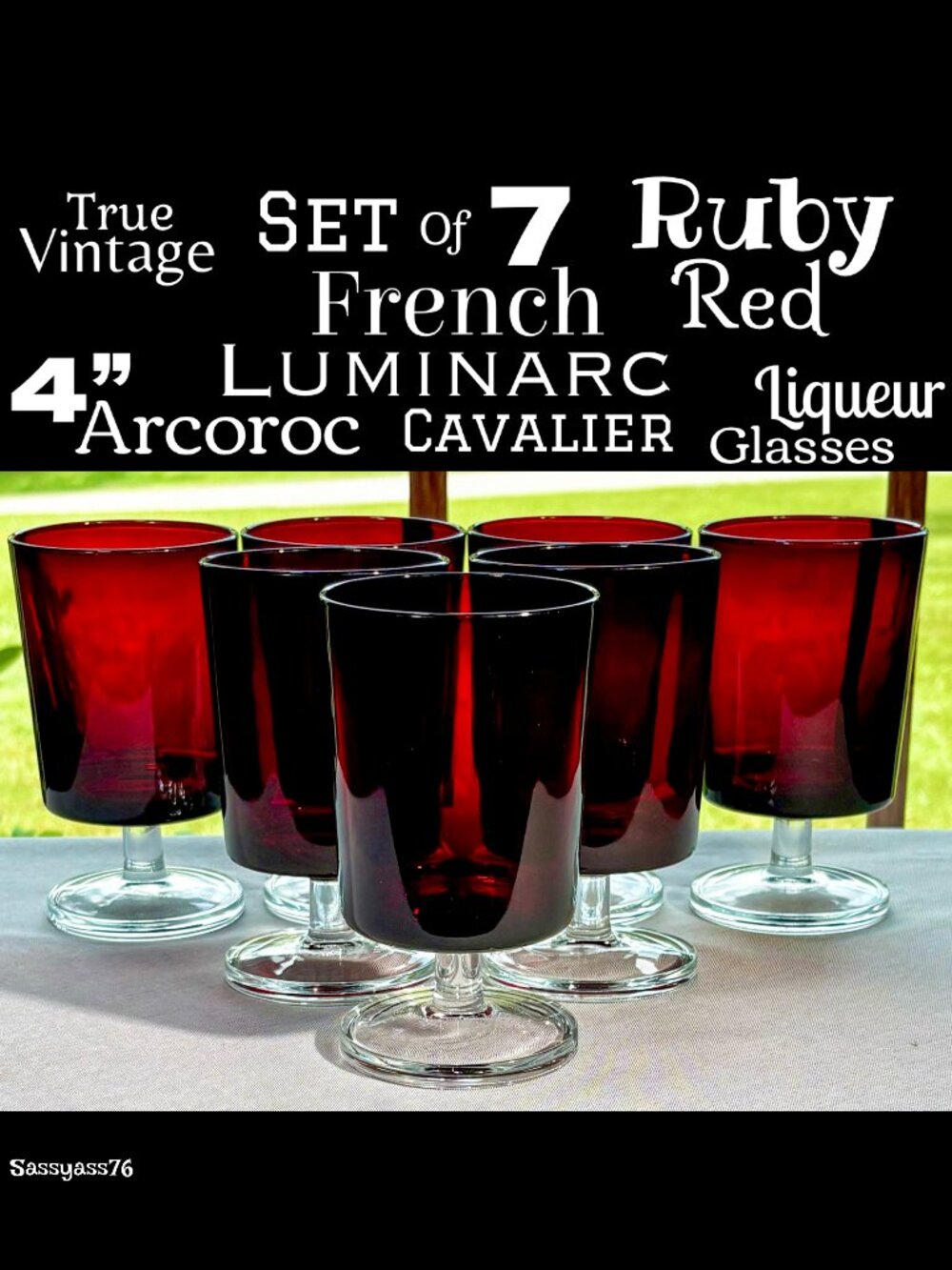 🆕VTG▪️LUMINARC ARCOROC▪️MCM Set 7 CAVALIER 4" French Ruby Red Liqueur Glasses - Picture 1 of 5
